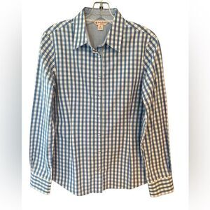 Brooks Brothers Sz 10 Blue White Classic Gingham Check Collar Button Down Shirt